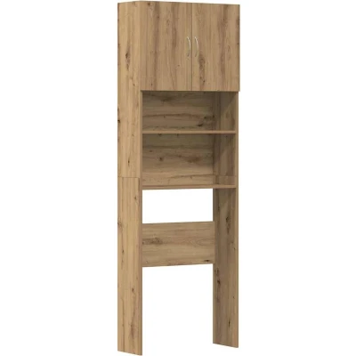 Afbeelding van Wasmachinekast 64x24x190 cm bewerkt hout artisanaal eikenkleur