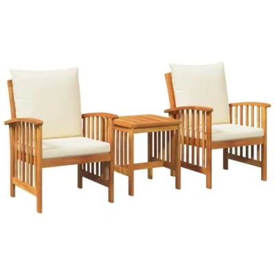 Afbeelding van vidaXL Patio Lounge Set Crème wit Hout Middelgroot
