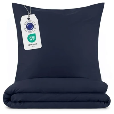 Afbeelding van Blumtal beddengoed 135 x 200cm &amp; kussensloop 80 80cm superzachte dekbedovertrekset, 2&amp;delig, Donkerblauw
