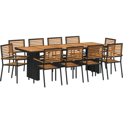Afbeelding van vidaXL 11 delige Tuinset Zwart Poly Rattan Acacia