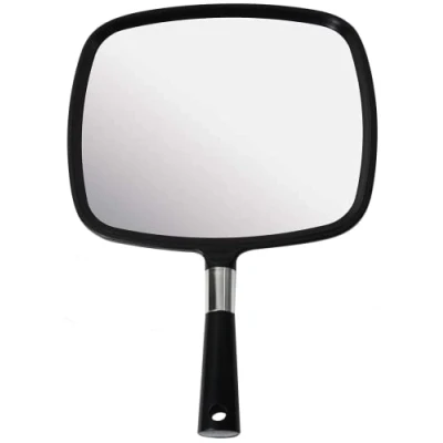 Afbeelding van MIRRORVANA Spiegel met Handvat Hand Held Mirror with Handle Grote Handspiegel voor Kapsel, Kapper en Salon Mannen Vrouwen Zwart