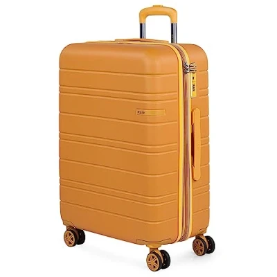 Afbeelding van JASLEN Middelgrote Koffer. Medium Trolley Reiskoffer van JASLEN. Lichtgewicht ABS Harde Schaal 4 Wielen Cijferslot 171260, Iriserende Mosterd