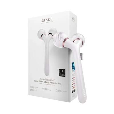 Afbeelding van GESKE SmartAppGuided™ Sonic Facial &amp; Body Roller 4 in 1 Dermaroller Apparaat voor gezicht en lichaam Dermarol Professionele gezichtsroller Verstevigt definieert