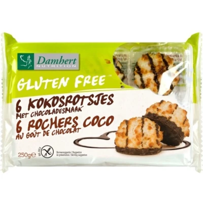 Afbeelding van 12x Damhert Kokosrotsjes Chocolade Glutenvrij 250 gr