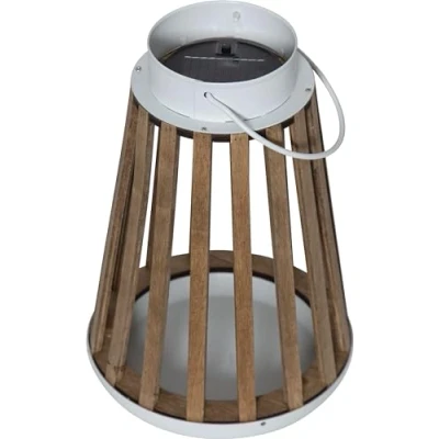 Afbeelding van Star Trading Solar lantaarn Catania, LED, hout, voor buiten, metaal, warm wit, schemersensor, 28 cm