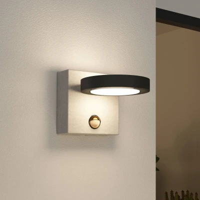 Afbeelding van Lucande Belna LED buitenwandlamp, beton, sensor