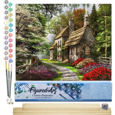Afbeelding van Figured&#039;Art Schilderen op Nummer Volwassenen canvas Plattelandslandschap Handwerk acrylverf Kit DIY Compleet 40x50cm met houten lijst