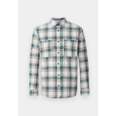 Afbeelding van TOM Tailor Comfort Checked Overhemd, Heren, Maat: Large, Off white/multicolor