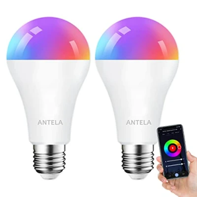 Afbeelding van ANTELA Slimme Lamp Wifi Led A65 E27 12W 1320 Lumen Compatibel Alexa Echo en Google Home, 2700 6500K,20000 uur,2 stuks