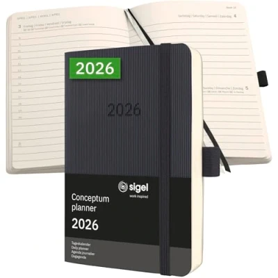 Afbeelding van SIGEL C2621 Tageskalender Conceptum 2026, ca. A6, , schwarz: Agenda Conceptum, Classic, Softcover