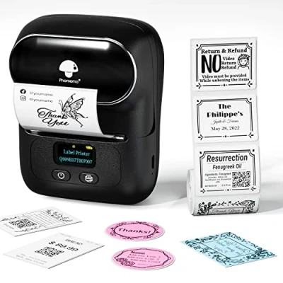 Afbeelding van Phomemo M110 labelprinter, Bluetooth zelfklevende etiketteermachine, draagbare etikettenprinter met barcode sticker afdrukken, inclusief 1 rol van 40x30mm etiketten