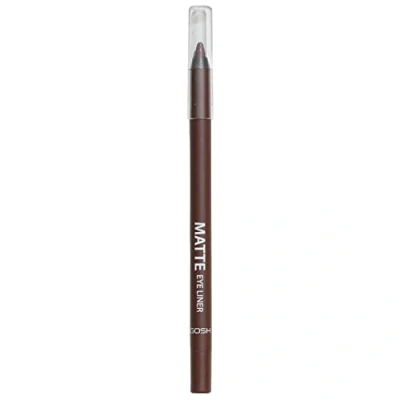 Afbeelding van GOSH 015 Mahogany Matte eyeliner in zwart, crèmige zachte textuur voor eenvoudig aanbrengen en hoge dekking, ideaal smokey eyes, perfect bij mascara, veganistisch parfumvrij.