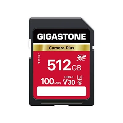 Afbeelding van Gigastone 512GB SD kaart, Camera Plus, V30 SDXC geheugenkaart, hoge snelheid met 4K Ultra HD UHD video, compatibel Canon Nikon Sony Kodak Olympus Digital Camera, 1 Mini transparent doosje