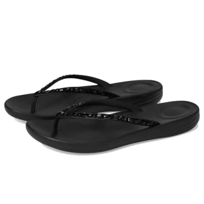 Afbeelding van Fitflop Dames iQUSHION Multi Crystal Ergonomische FLIP Flops, Zwart, 3 UK, 36 EU