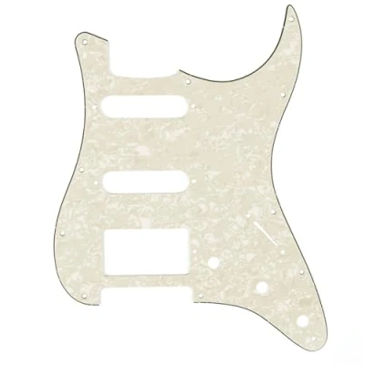 Afbeelding van Musiclily HSS 11 Schroefgaten Strat Gitaar Slagplaat voor Fender USA/Mexican Standard Stratocaster Moderne Stijl, 4 laags Parchment Pearl