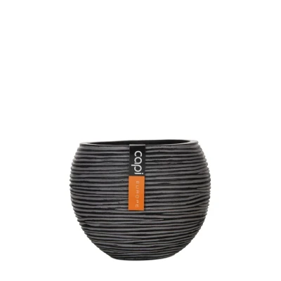 Afbeelding van Vaas bol II rib 12x9 zwart Capi Europe