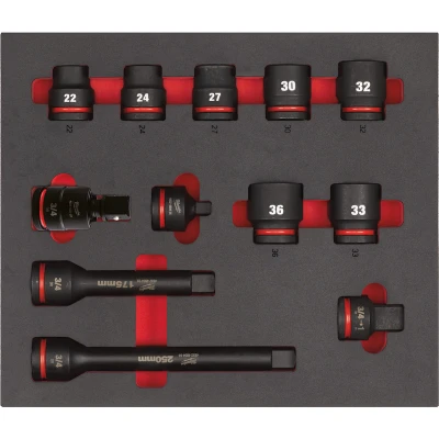 Afbeelding van MILWAUKEE 4932493396 SHOCKWAVE korte doppenset 3/4&quot; in foam inzetstuk