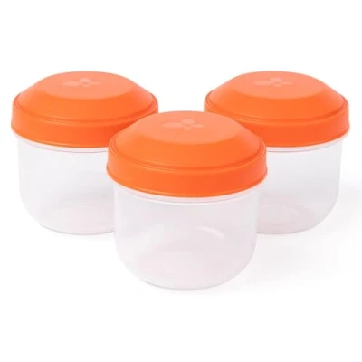Afbeelding van Amuse Rikko Poppy Snackbox Set van 3 Snackdoosjes Sluit gemakkelijk Transparant Rond Rood 185 ml