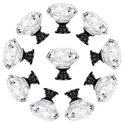 Afbeelding van QINGMAO 10 stuks ladeknoppen commode meubelknoppen kristal 30 mm zinklegering kristalglas meubelknop handvat garderobe trekgrepen meubelgreep