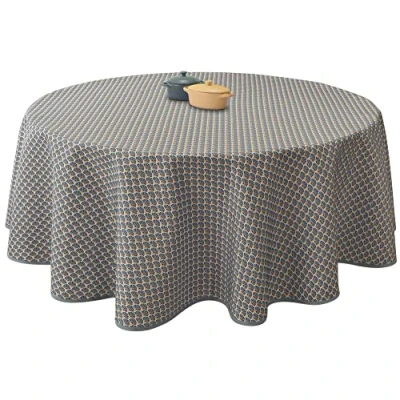 Afbeelding van Le linge de Jules Tafelkleed, vuilafstotend, pauw, antraciet rond, 160 cm