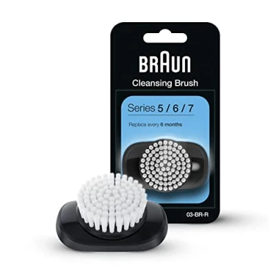 Afbeelding van Braun EasyClick Cleansing Brush Refill voor Series 5, 6 en 7 elektrisch scheerapparaat, reinigt, exfolieert verfijnt uw huid, nieuwe generatie, wit