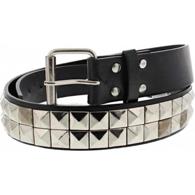 Afbeelding van Zac&#039;s Alter Ego 2 row piramide studs Riem XL Zwart/Zilverkleurig