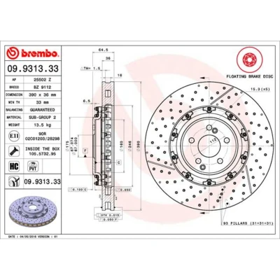 Afbeelding van Brembo Remschijf 09.9313.33