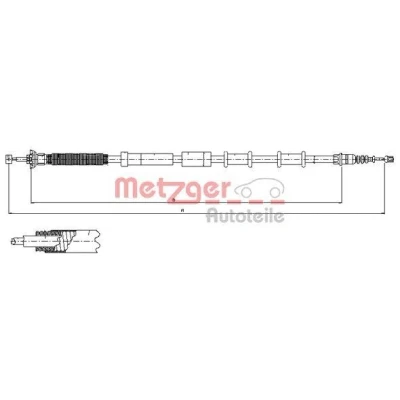 Afbeelding van METZGER 12.0721 Handremkabel Links achter 1654/1422mm COFLE FIAT: Grande Punto Hatchback (199) 1.9 D Multijet, 1.4 T Jet 2005