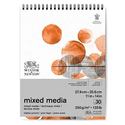 Afbeelding van Winsor &amp; Newton 6694007 Mixed Media Papier in blok 30 vellen 27,9 x 35,6 cm, 250 g/m², FSC, zuurvrij, zonder optische witmakers, stabiel en verouderingsbestendig voor alle natte droge technieken