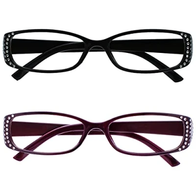 Afbeelding van Leesbril Zwart &amp; Purper Diamonte Stijl Lezers Waarde 2 Stuks Vrouwen Dames RR93 15 +2,50