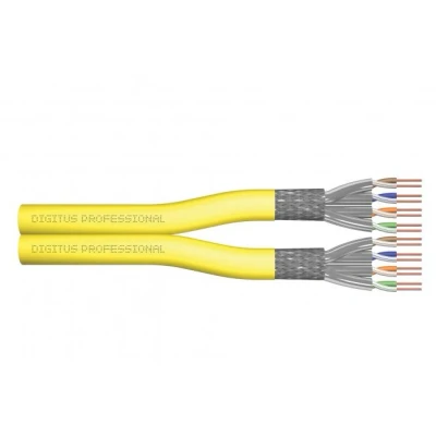Afbeelding van DIGITUS 500 m Cat 7A Netwerkkabel S FTP (PiMF) Duplex BauPVO B2ca LSZH Halogeenvrij 1500 MHz Koper AWG 22/1 PoE++ Compatibel LAN Kabel Installatie Ethernet Geel