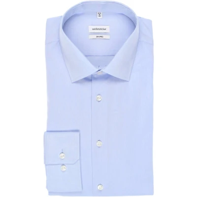 Afbeelding van seidensticker Kent Shaped Fit heren Zakelijk hemd, blauw (lichtblauw 15), 44