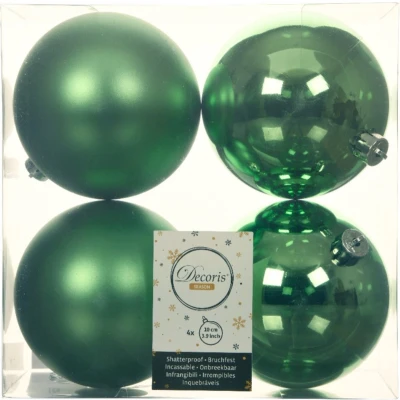 Afbeelding van 4x stuks kunststof kerstballen groen 10 cm glans/mat Kerstbal