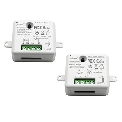 Afbeelding van LoraTap Wifi schakelaarrelaismodule, Smart Home Switch met timer, afstandsbediening via mobiele telefoon, voor domotica, doe het zelf, opbouw /inbouw, compatibel Google Home, 2 stuks