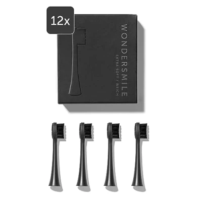 Afbeelding van Wondersmile Reserveborstels, sonische tandenborstel (Soft, Ultimate Black, 12 stuks) opzetborstels voor