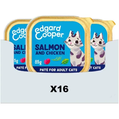 Afbeelding van 16x Edgard&amp;Cooper Kattenvoer Adult Pate Zalm Kip 85 gr