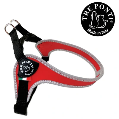 Afbeelding van Tre Ponti Fibbia Basic Tuig Rood&amp;Reflectie Hondenharnas 30 40 cm Tot 4 Kg