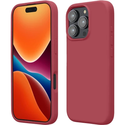 Afbeelding van kwmobile telefoonhoesje geschikt voor Apple iPhone 16 Pro Max Hoesje met siliconen coating Smartphone case in donkerroze