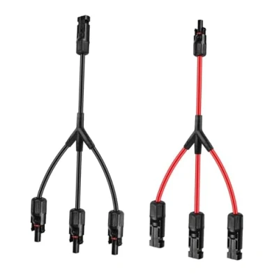 Afbeelding van Intckwan Zonnepaneel, Y stekker (1 tot 3), Ip67, F/M/M/M en M/F/F, zonnepaneel kabelaansluitingen verdeler, compatibel met 2,5 mm² 6 mm2 fotovoltaïsche connectoren rood + 1 zwart)