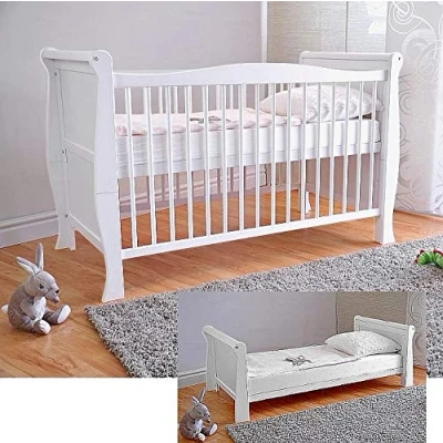 Afbeelding van Lullaby store Babybedje? Babybedje met Aloë Vera schuimmatras? In hoogte verstelbaar? Wit? Kan worden omgevormd tot een kinderbed