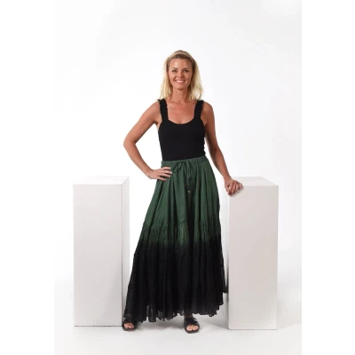 Afbeelding van Donne del Sole Rok Lola Zwart/Groen Strandrok Maxirok