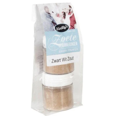 Afbeelding van Kindly&#039;s Zwart Wit Potjes Zout 30 gram, 2x25 gram