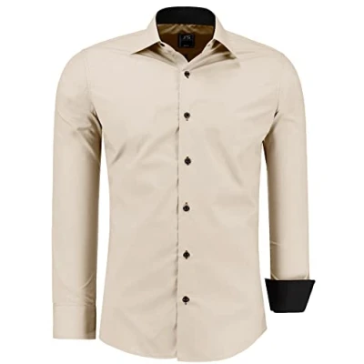 Afbeelding van J&#039;S FASHION Herenoverhemd met lange mouwen in slim fit gemakkelijk te strijken EU maten: S tot 6XL, Ruw, XXL