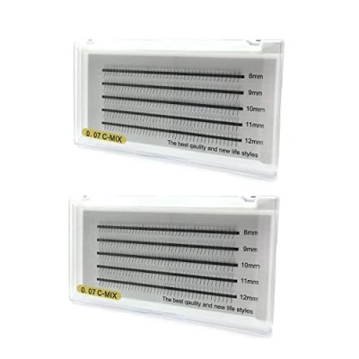 Afbeelding van EMEDA 2 Pcs 3D volume wimperextensions Premade fans 8 12mm 0,07 C krul Russische wimpers Voorgewaaide voor salon (3D+3D)