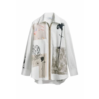 Afbeelding van Desigual Cutout Mclacroix Overhemdblouse, Dames, Maat: S/M, White