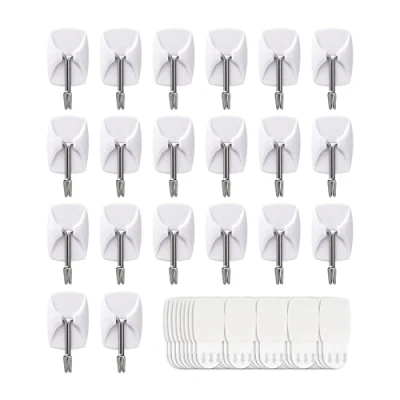Afbeelding van 20 Haken+40 Strips, Wit, Small Wire Toggle Hooks Value Pack, Organiseer Schadevrije Utility Haken, Ophanghaken Heavy Duty met Plakstrips, Geen Gereedschap Muurhaken om op te hangen, Zonder spijkers
