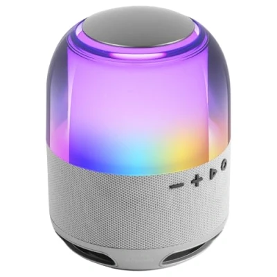 Afbeelding van MARSGAMING MS FLOW, Draagbare Bluetooth Speaker 15W, Orbilight RGB 360 Verlichting, Krachtig Geluid met DeepBass Driver 57mm, Compacte Gaming 5.3 en MicroSD, Zilver