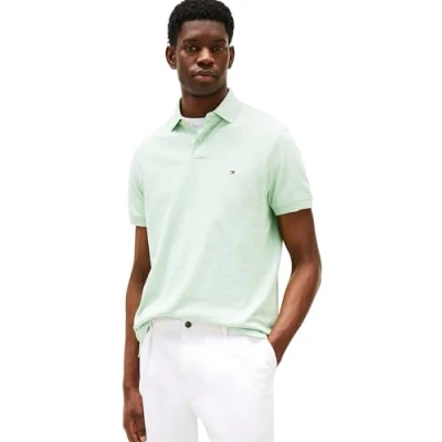 Afbeelding van Tommy Hilfiger Poloshirt voor heren, korte mouwen, regular fit, met knoopsluiting, Groen (Mint Gel Heather), S