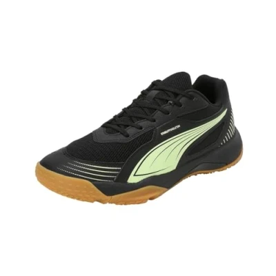 Afbeelding van Puma Solarflash III Handbalschoenen, Heren, Maat: 46, Black/fizzy apple Textiel/ synthetisch
