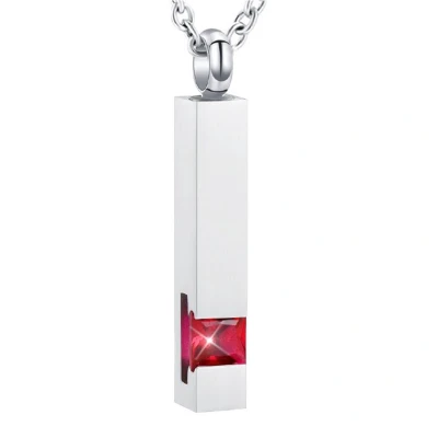 Afbeelding van Luxe Ashanger Met Ketting Assieraad Zilverkleurig Rode Steen As Gedenksieraad Urn Incl. vuller